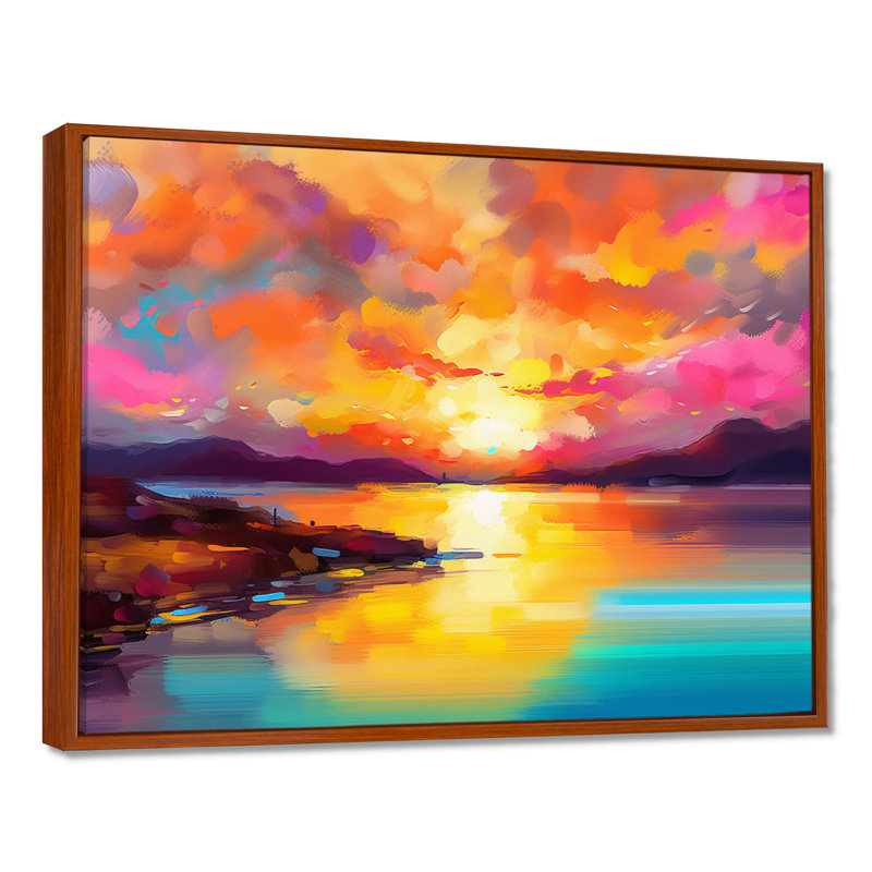 Coucher de soleil avec des reflets colorés II - Coastal Sunset, reproduction sur toile, H 16 po x l 32 po x P 1 po, Brun