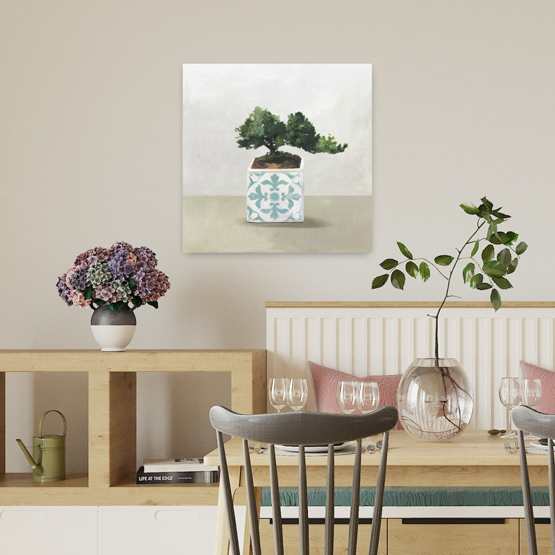 Bonsai II, art serein minimaliste abstrait, H 18 po x l 18 po