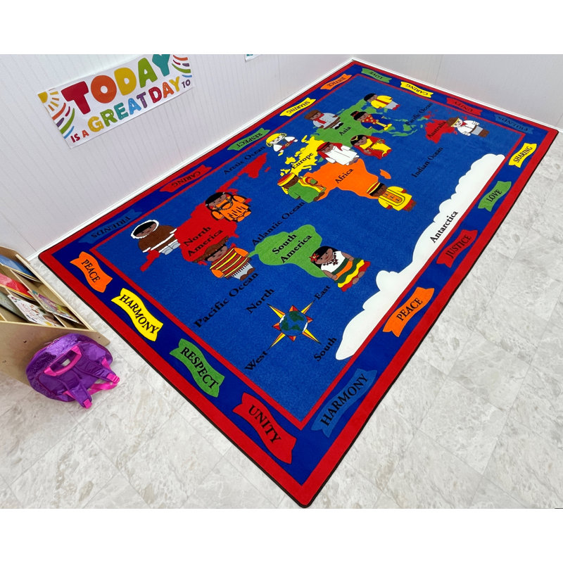 Tapis carte du monde de la paix KidCarpet.com, rectangle 183 x 260 cm, Rectangle 6 pi x 8 pi 6 po