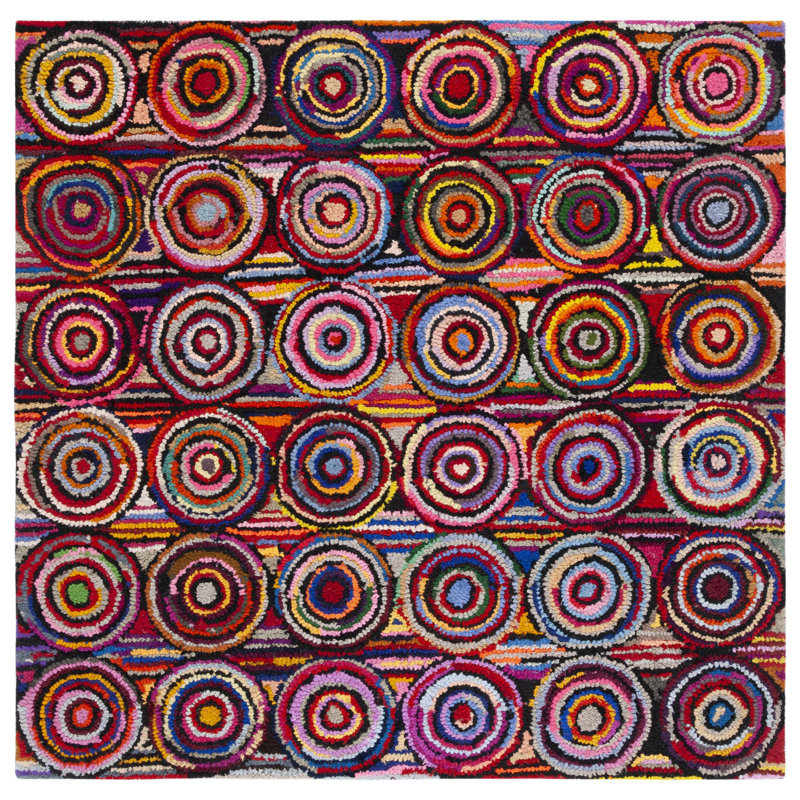 Anaheim Hand Tufted Cotton Geometric Rug, Square 8'