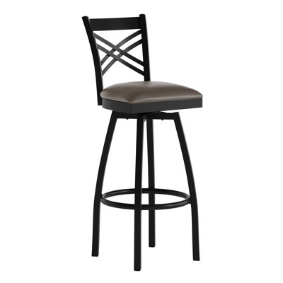 Tabouret de bar pivotant en métal Lomonaco X" avec siège rembourré en vinyle