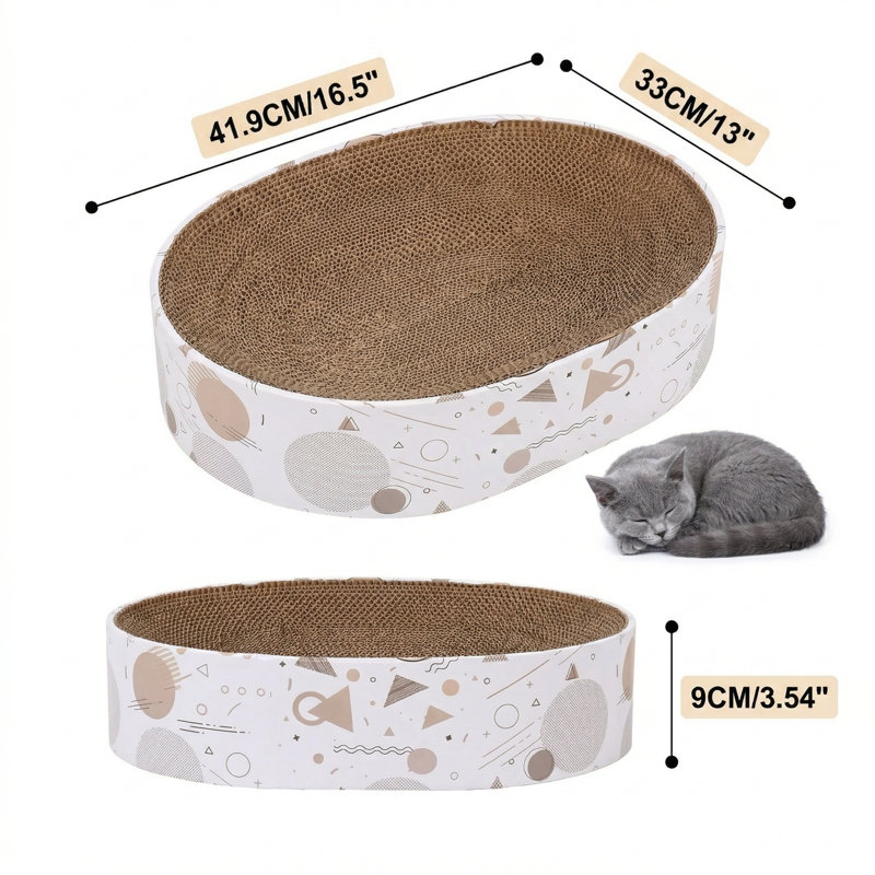 Grattoir ovale en carton robuste pour chat, planche à gratter respirante pour chats d'intérieur, protecteur de meuble