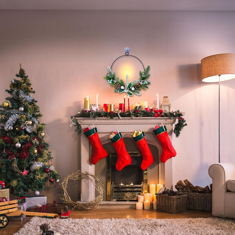 Guirlandes de Noël - Argent - Paquet de 2 couronnes à DEL de 16 pouces avec chandelles, à piles, télécommandées, intérieur / extérieur