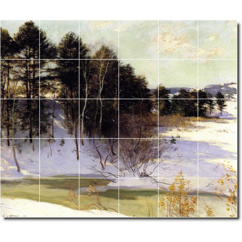 Carreau de céramique décorative 25,5 po x 21,25 po 4,25 po x 4,25 po, Paysage 05756