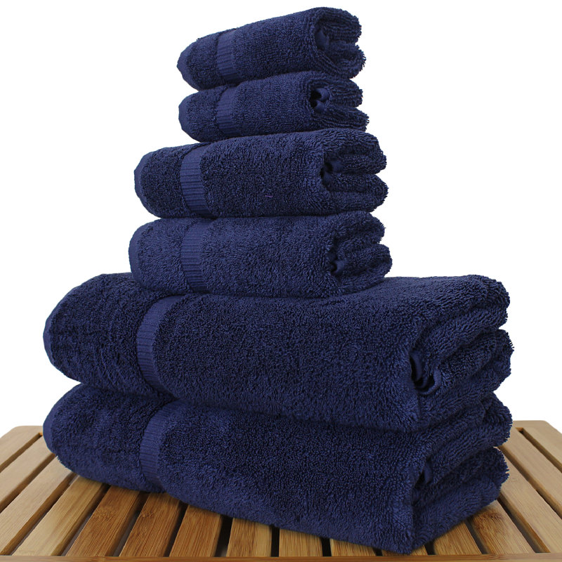 Ensemble de serviettes 6 pièces 100% coton, Bleu marine