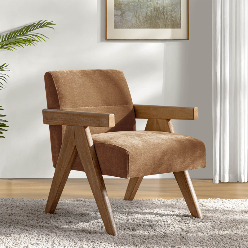 Fauteuil d'appoint Mid-Century moderne avec accoudoirs courbés Donohoe, Caramel