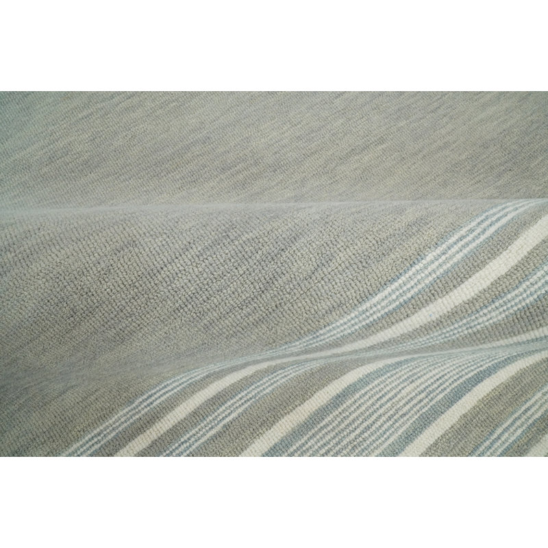 Ivory and Gray Tufted Wool 8' x 10' Handmade Area Rug