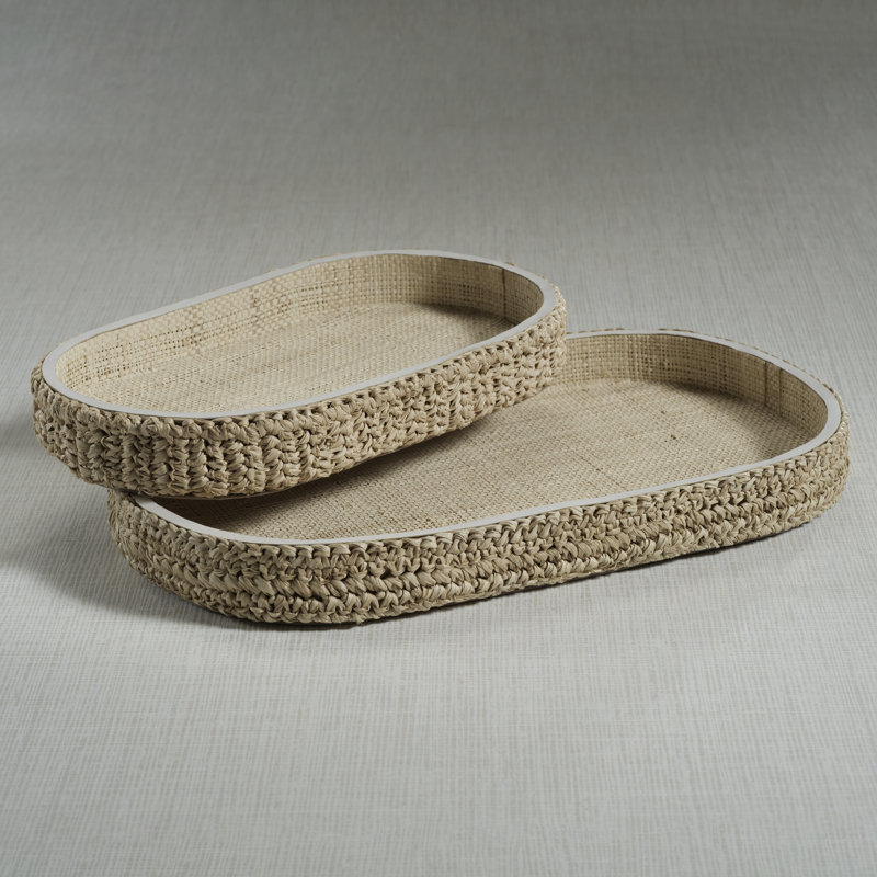 Plateau oval en raphia Reggio, L 13,5 po x P 8,25 po x H 1,5 po