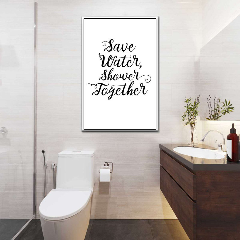 «Shower Together», art textuel sur toile, H 48 po x l 32 po x P 1,25 po