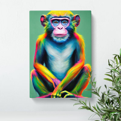 Neon Monkey No.2 - Wrapped Canvas