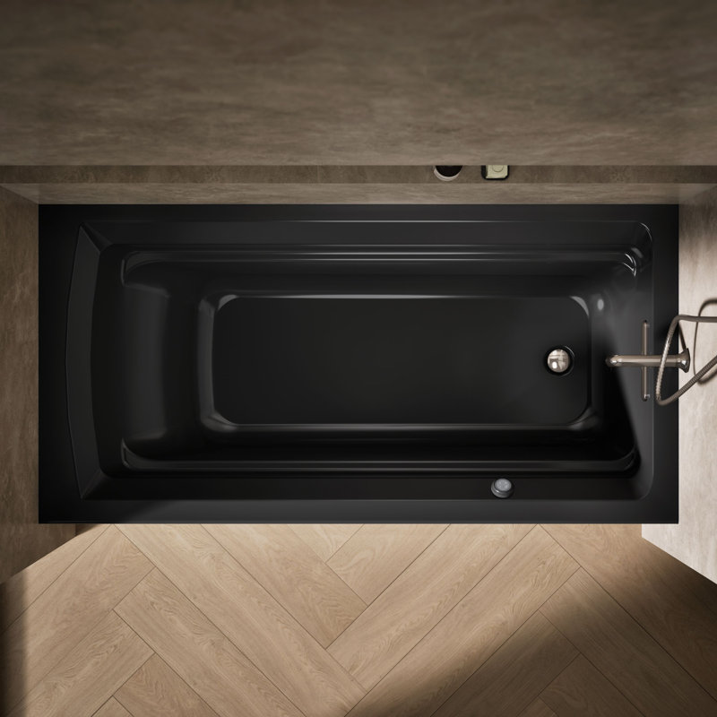 Archer 72" x 36" Soaking Bathtub, Black Black, Right