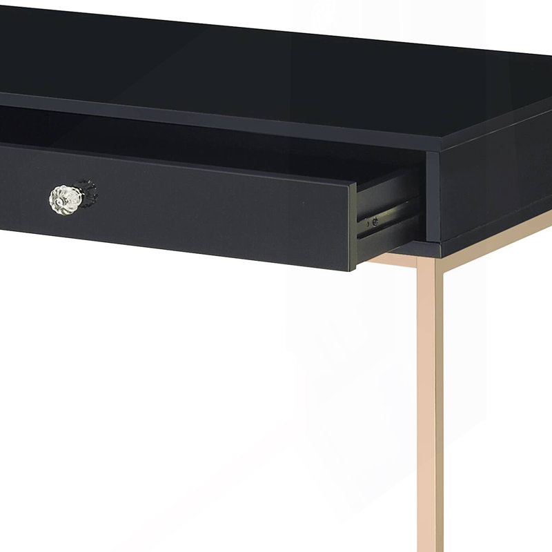 Bureau d'écriture contemporain ultrabrillant avec 2 tiroirs