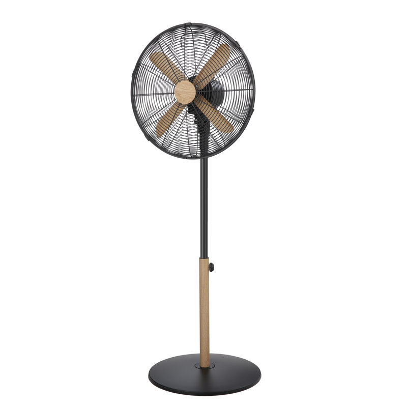 Scandi 125cm Oscillating Pedestal Fan, Black/Brown