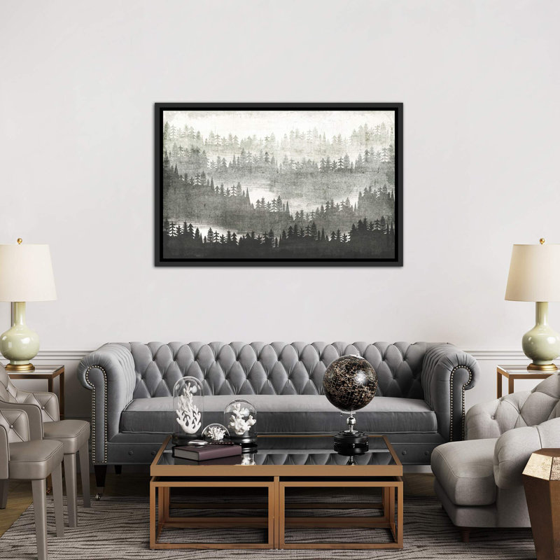 Impression montagn, H 18 po x l 26 po x P 1,5 po, Toile avec cadre noir, Aucun mat