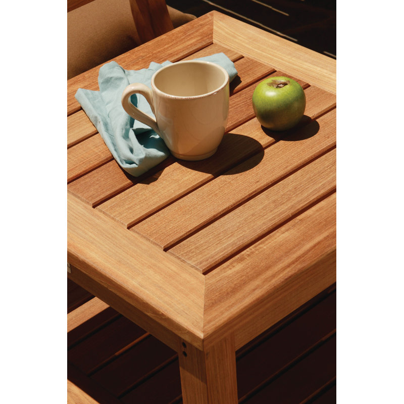 Newport 22" Teak Outdoor Square Side Table Shelf