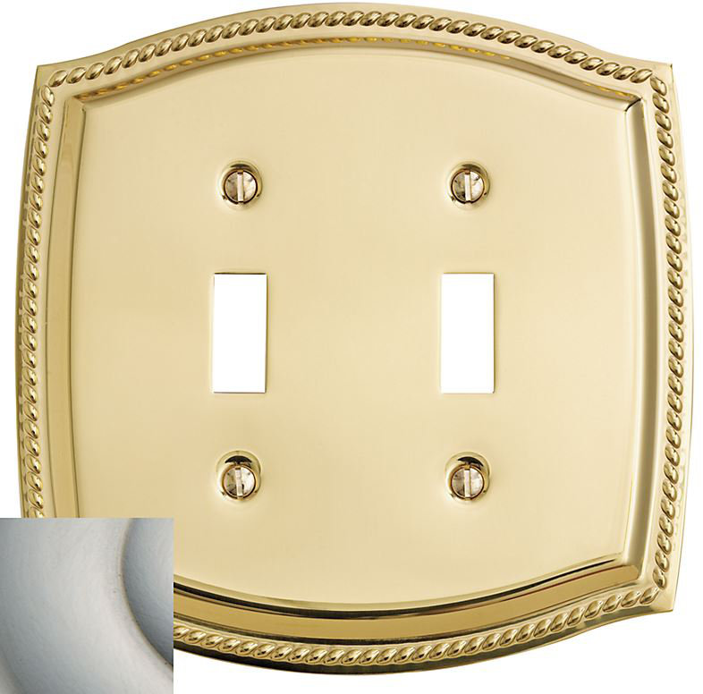 2-Gang Toggle Light Switch Wall Plate, Satin Nickel