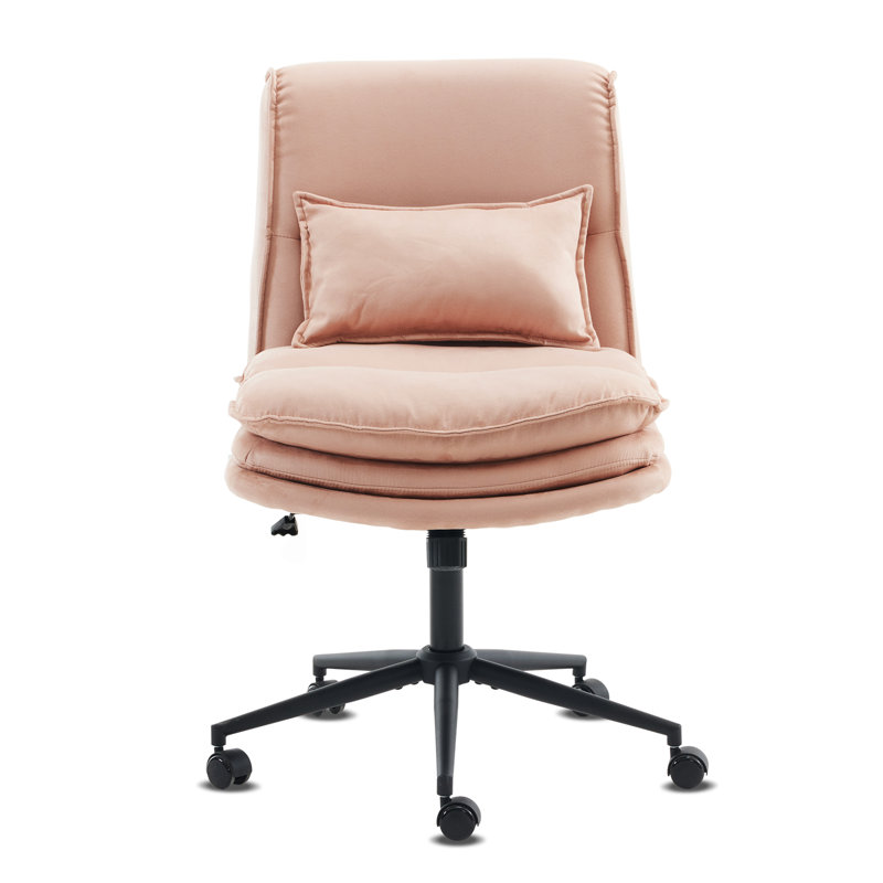 Upholstered Armless Task Office Chair, Pink Microfabric