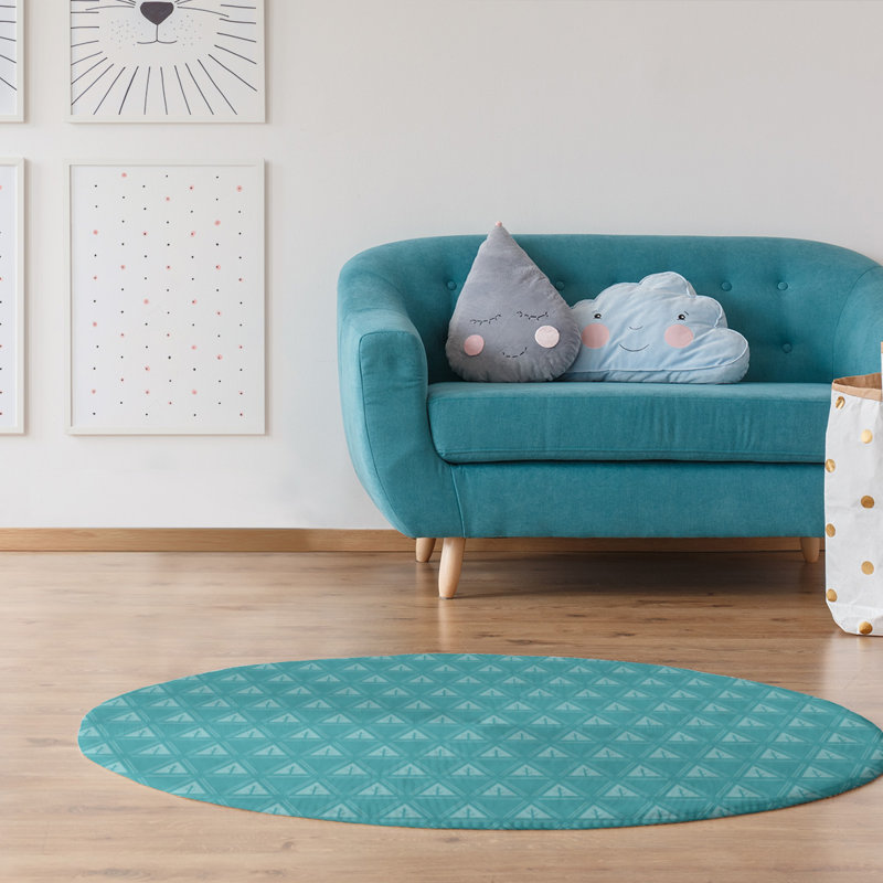 Chenille Geometric Indoor Rug, Round 5'
