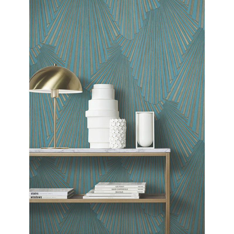 Papier peint géométrique Lumiere, Bleu