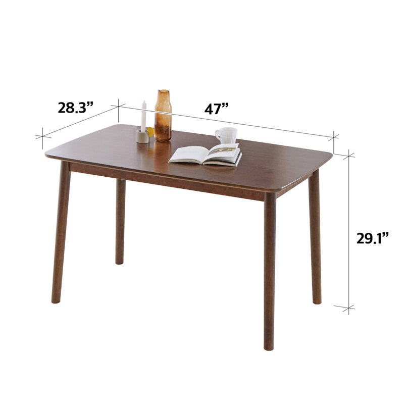 Ensemble de table de salle à manger rectangulaire en bois massif pour 4 personnes avec banc Rowley, Noyer