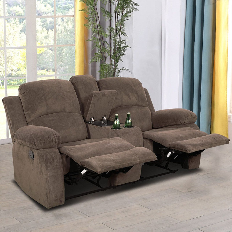 Causeuse de salon inclinable, Similicuir brun clair Jenesis