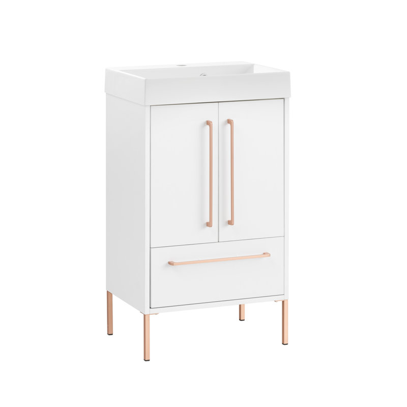 Middleburg 500mm Single Bathroom Vanity with Integrated Solid Surface Basin, White