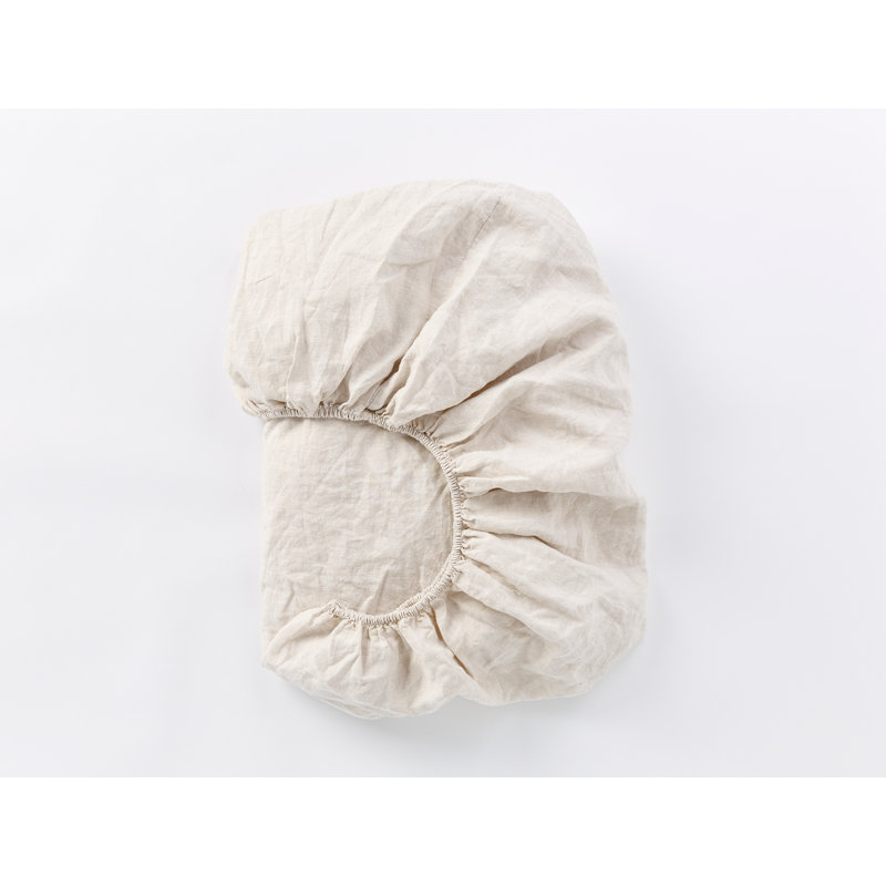 Belgian Flax Linen Fitted Sheet, King Fitted Sheet, Natural Chambray