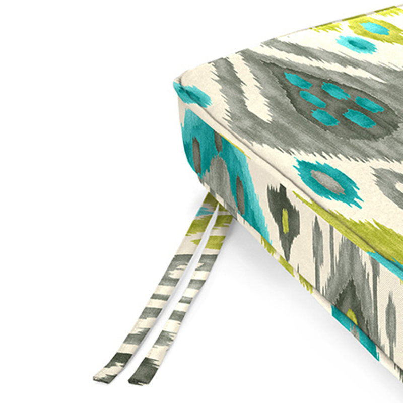 46" x 17" Outdoor Bench Cushion with Ties and Welt, Multi-Colored