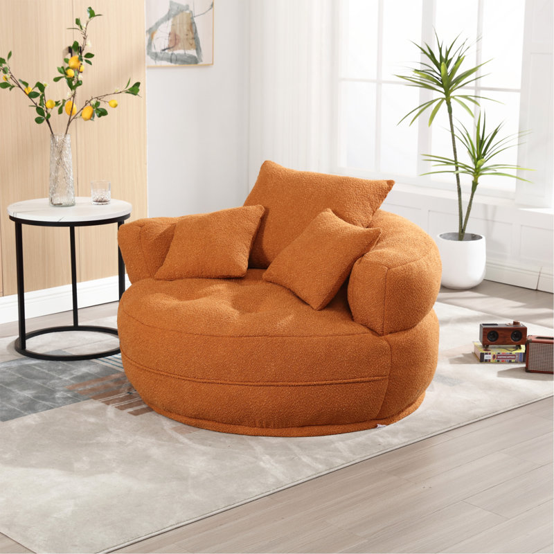 Canapé-lit simple Chenille, Boucle orange