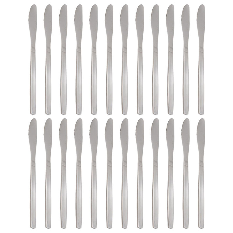 Argon Tableware - Economy Silver Dinner Knives - Rust Resistant Flatware Set of 24
