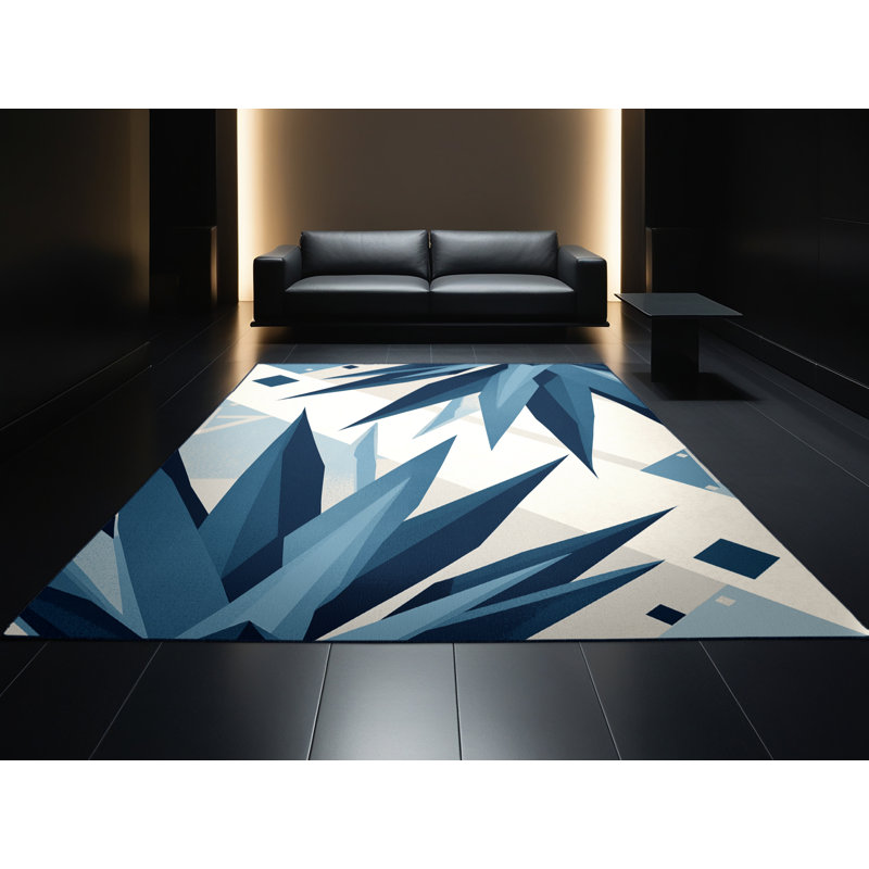 Machine Washable Ortencia   Agave Modern & Contemporary Geometric Shapes Rug in Beige – Binding, 3' Square