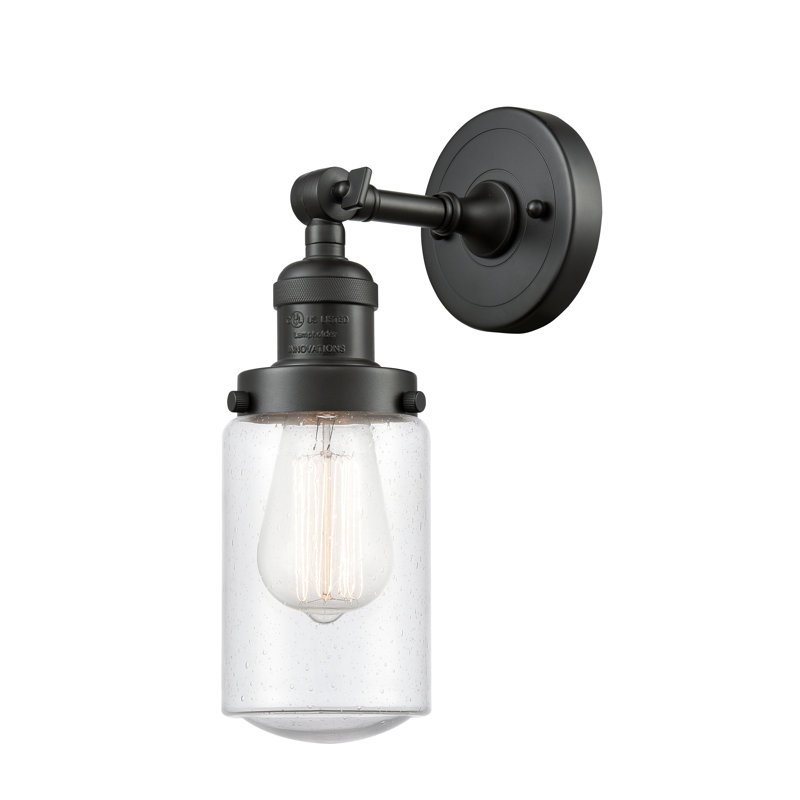 Armed Sconce, 6 Watt Vinage LED Bulb, Seedy, Matte Black