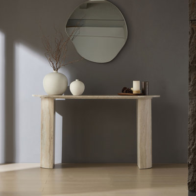 Console de 55,25 pouces à motif de faux marbre MARS pour le salon, console étroite avec canapé en panneau de fibres à densité moyenne de conception moderne pour le couloir, entrée, W2582P280035