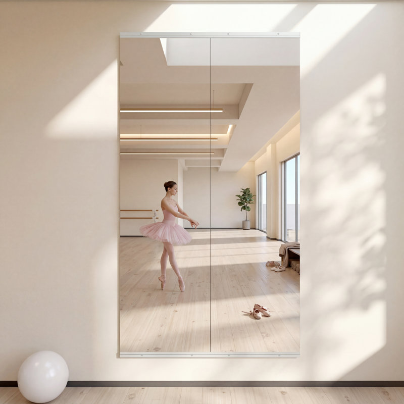 Lunara Full Length Rectangle Tempered Glass Flat Wall Mirror, Home Gym Mirror for Yoga/Dance/Workout Studio Mirror(Set of 2/3)