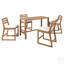 Ensemble de bar rustique 5 pièces avec chaises ergonomiques et plateau en lattes de bois massif pour l'extérieur