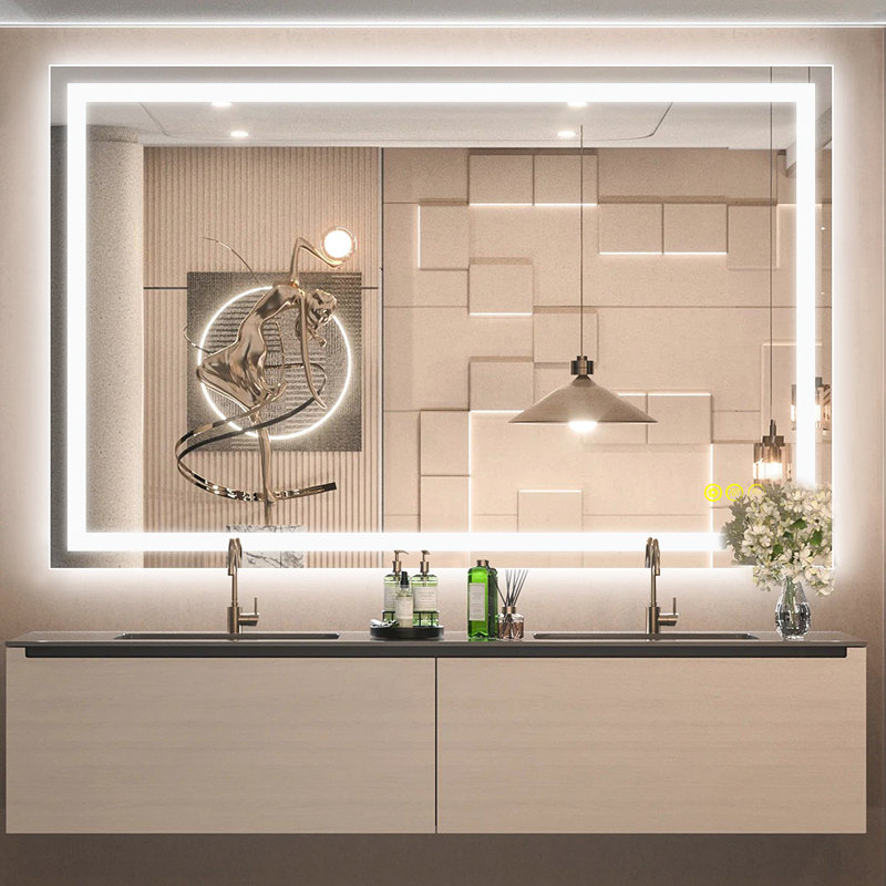 Amirie Rectangular Bathroom Led Mirror Backlit Touch Switch Dimmable 3CCT Anti-fog, 55" x 36"