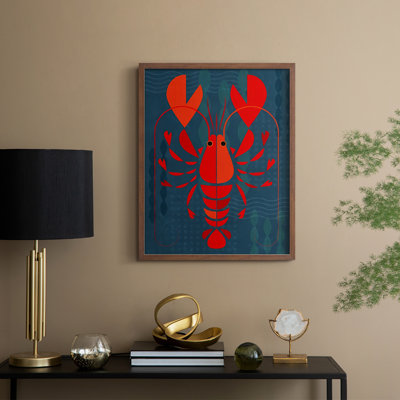 Geo Lobster I, reproduction encadrée - bois massif