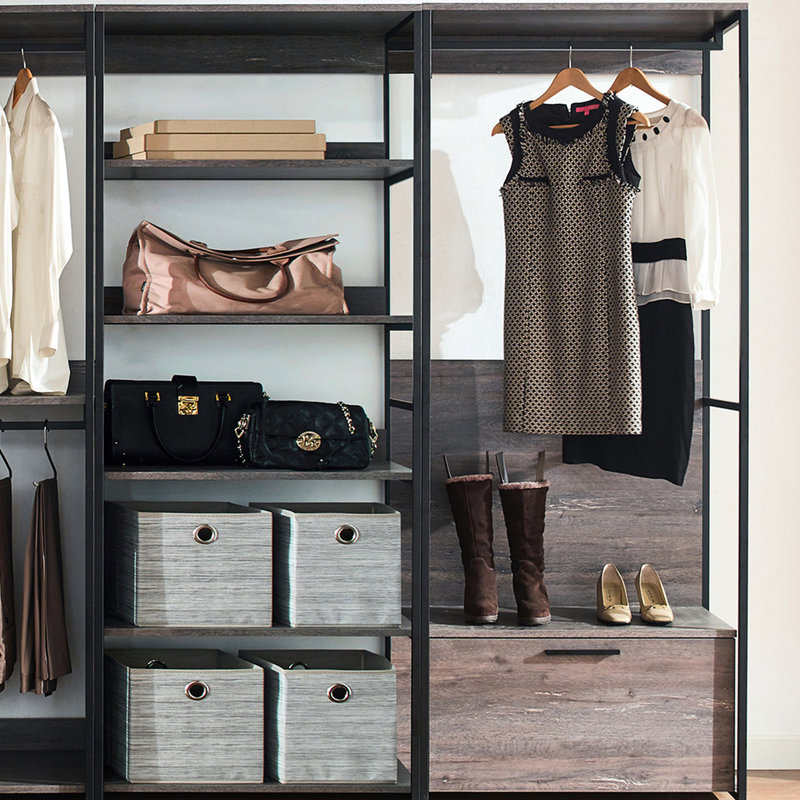 Walk-in avec rangement extra profond et cadre modulaire, fabrication en métal thermolaqué, options, résistance à l'eau et à la chaleur, tableau Stain Scratch E0