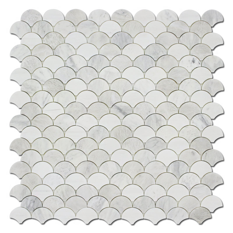 MOSAIQUE EN ÉVALEUR POLI, Ivoire / gris / blanc cassé