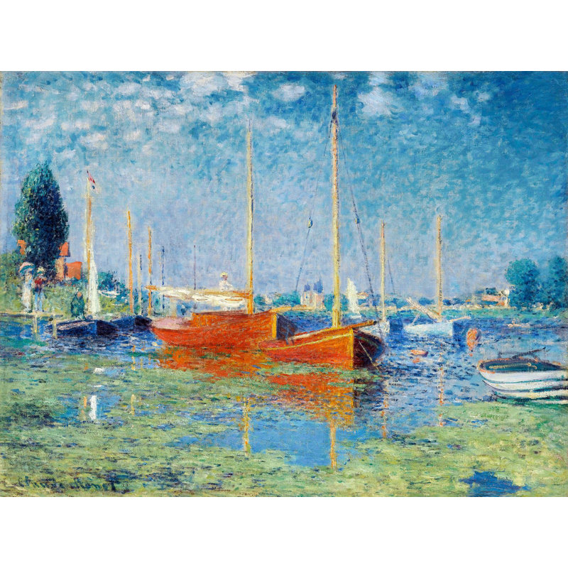 Red Boats At Argenteuil by Claude Monet - Wrapped Canvas Painting, 50cm H x 70cm W x 4cm D