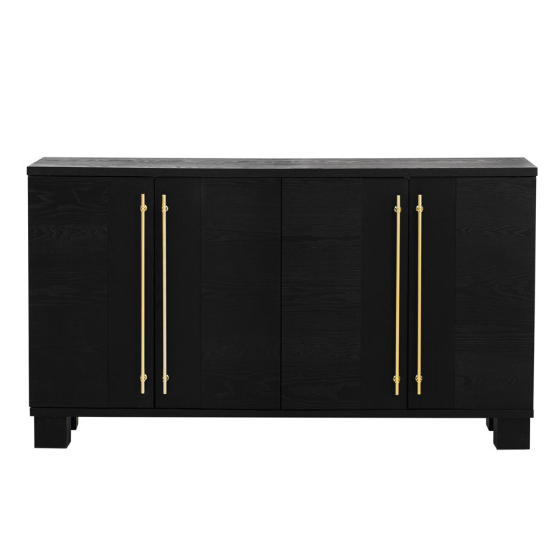 Buffet noir avec beaucoup de rangement et un superbe design polyvalent