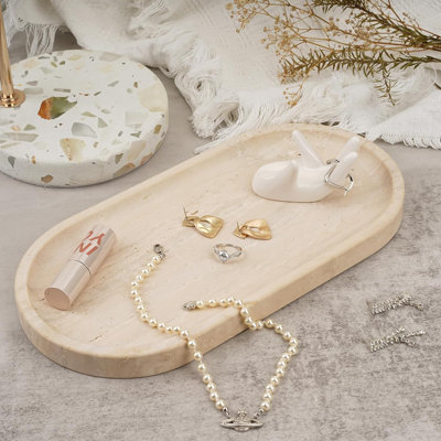 Guein Oval Natural Marble Tray