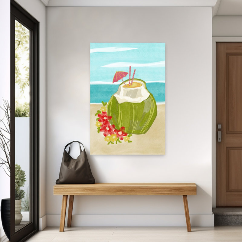 «Tropical Coconut Drink», art abstrait plage océan
