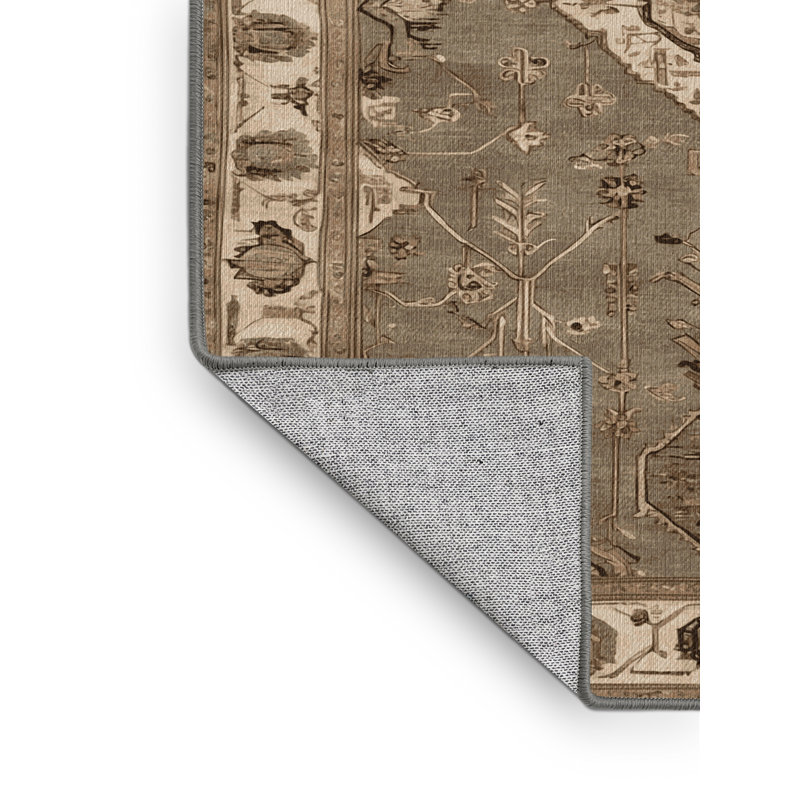 Tapis persan gris lavable à la machine, Rectangle 6 pi x 9 pi