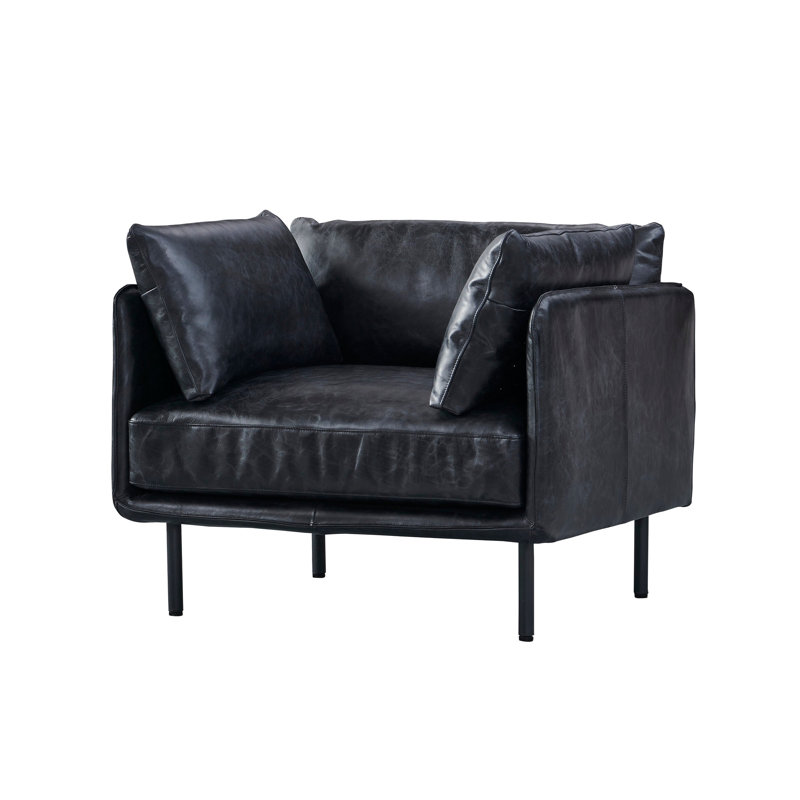 Fauteuil industriel moderne Venezia, Cuir véritable ardoise