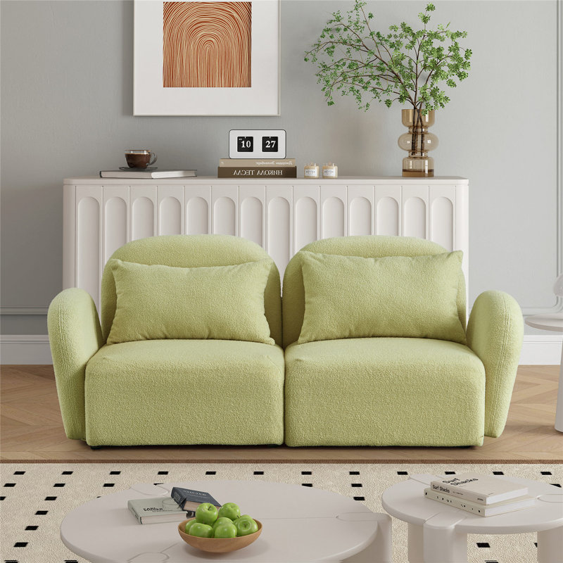 Upholstered Sofa, 28.3" H x 36" W x 34.2" D, Light Green 100% Polyester
