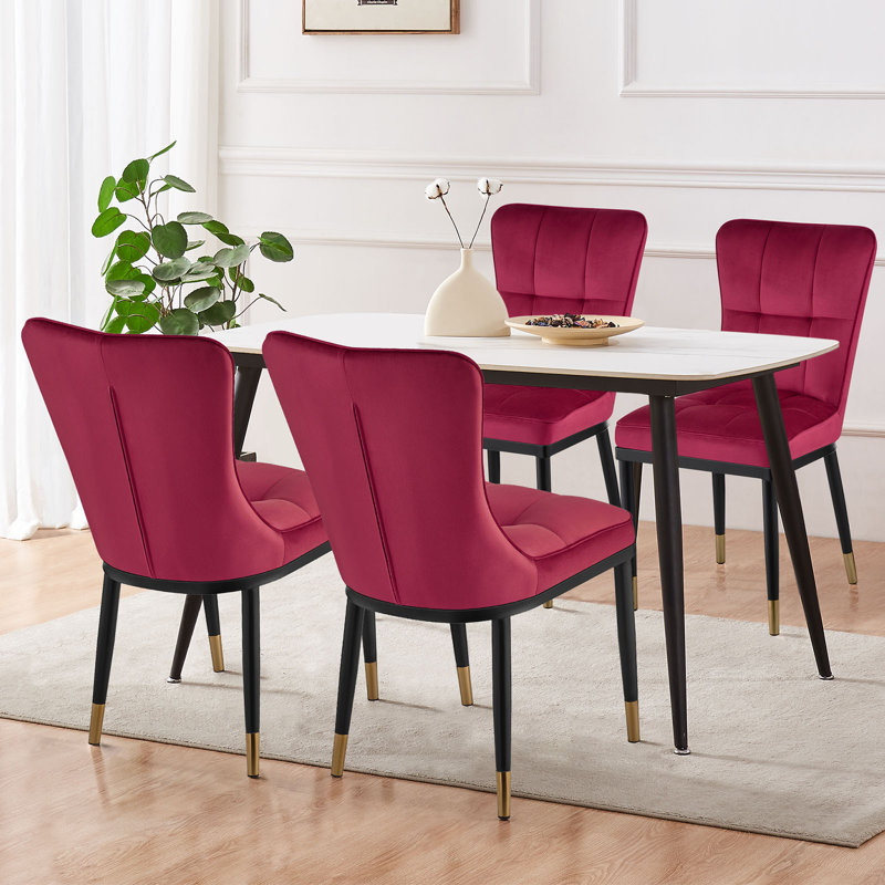 Guitierrez Velvet Upholstered Parsons Chair, Dark Red