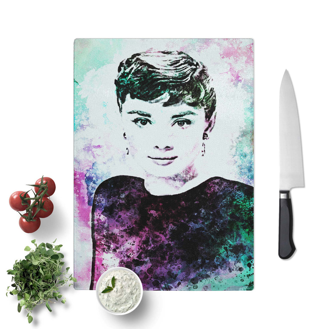 Tempered Glass Portrait of Audrey Hepburn Chopping Board