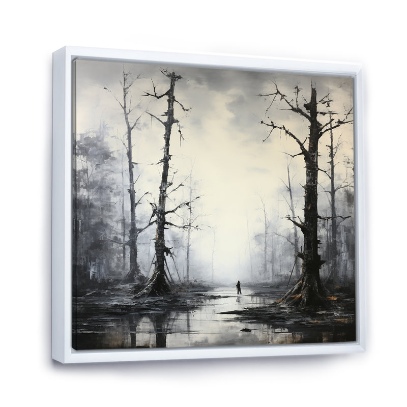 Winter Forest Solitude - impression, H 30 po x l 30 po x P 1 po, Cadre flottant blanc
