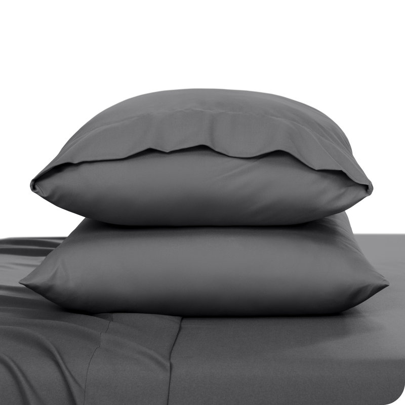 Microfiber Pillowcase Set Envelope Closure, Gray, Standard Pillow Case
